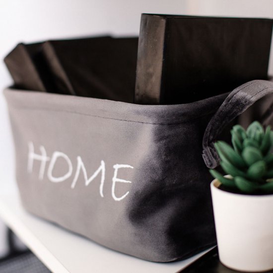 Корзина для хранения Велюр 250х190х140 мм серая