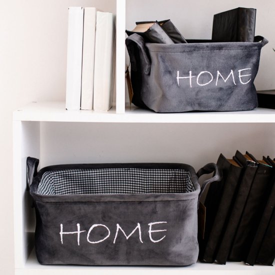 Корзина для хранения Велюр 250х190х140 мм серая