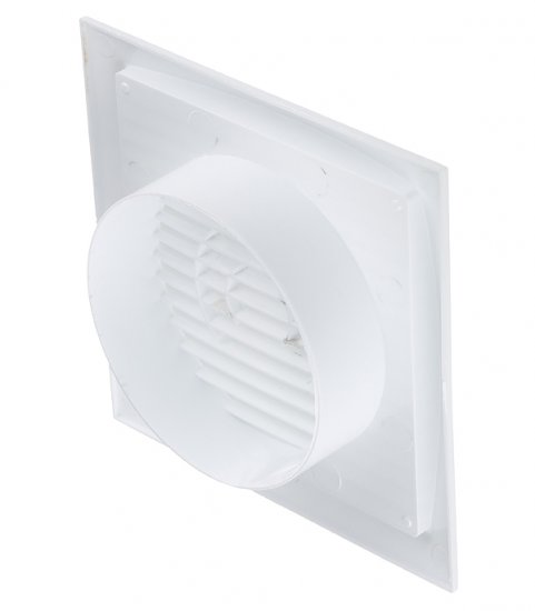 Решетка вентиляционная пластиковая торцевая Era РСФ 150х150 мм с фланцем d100 мм белая