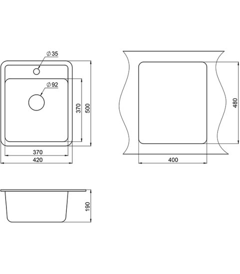 Мойка для кухни Granula Standard 50х42х19 см врезная кварц бежевая