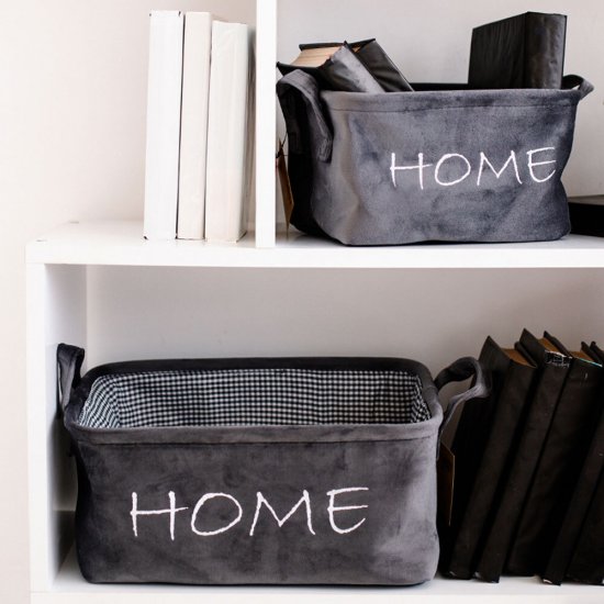 Корзина для хранения Велюр 340х220х160 мм серая