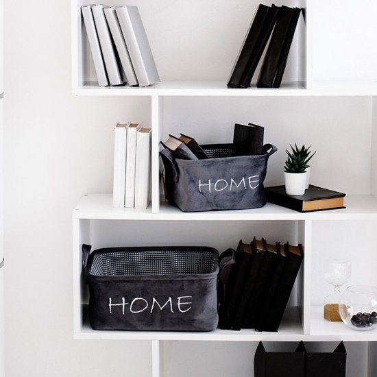 Корзина для хранения Велюр 340х220х160 мм серая