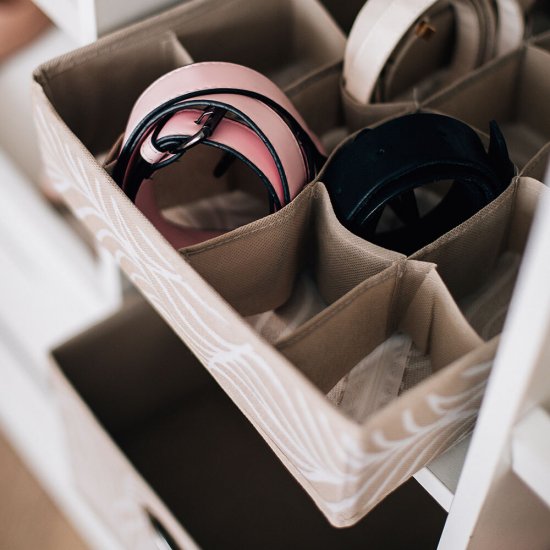 Короб для хранения Листья 350х270х90 мм 16 секций бежевый