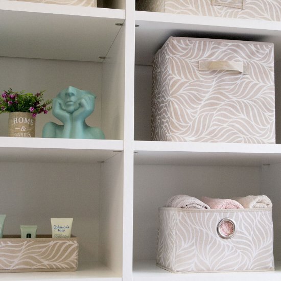 Короб для хранения Листья 280х280х180 мм бежевый