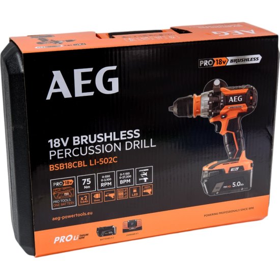 Аккумуляторная дрель AEG BSB18CBLLI-502C