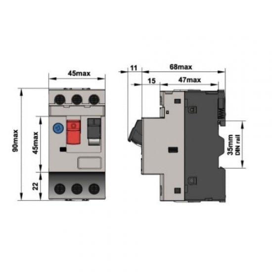 Автомат защиты двигателя Dekraft ВА-431 (21230DEK) 3P 14А 15 кА 690 В на DIN-рейку