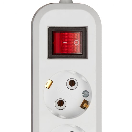 Удлинитель Stekker 4 розетки 3 м ПВС 3х0,75 кв.мм 10 А 2,2 кВт с кнопкой белый (39524)