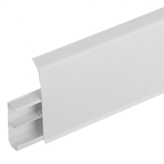 Плинтус ПВХ напольный Wimar Quadro 100 мм белый матовый 2200 мм Г-профиль со съемной панелью