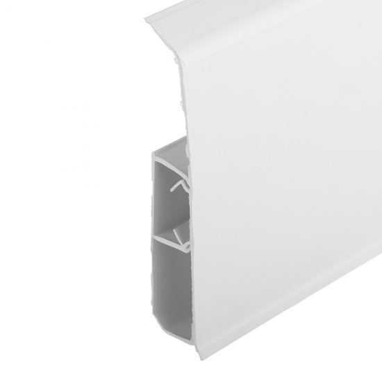 Плинтус ПВХ напольный Wimar Quadro 100 мм белый матовый 2200 мм Г-профиль со съемной панелью