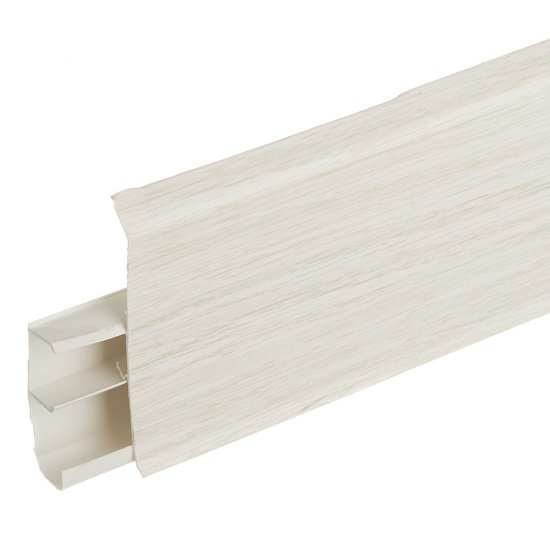 Плинтус ПВХ напольный Wimar Quadro 100 мм дуб белый 2200 мм Г-профиль со съемной панелью