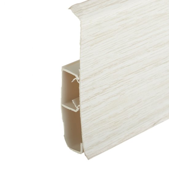 Плинтус ПВХ напольный Wimar Quadro 100 мм дуб белый 2200 мм Г-профиль со съемной панелью