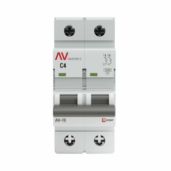 Автоматический выключатель модульный EKF Averes AV-10 2P 4А тип C 10 кА 230 В (mcb10-2-04C-av)
