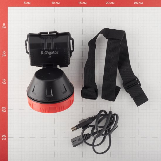 Фонарь налобный Navigator NPT светодиодный 9 LED 1 Вт аккумуляторный Lead-acid 900 мАч ударопрочный пластик 2 режима (14448)