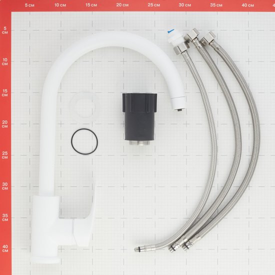 Смеситель для кухни Milardo Rora белый с высоким изливом с подключением к фильтру однорычажный (RORWTFJM05)