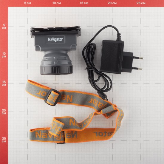 Фонарь налобный Navigator NPT светодиодный 1 LED 2 Вт аккумуляторный Li-Ion 1800 мАч ударопрочный пластик 2 режима (61284)