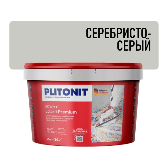 Затирка цементная Plitonit Colorit Premium серебристо-серая ведро 2 кг