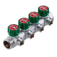 Коллектор Far 1 ВР(г) х 4 выхода 1/2 НР(ш) ЕК  х 1 НР(ш) регулируемый (FK 3824 112)