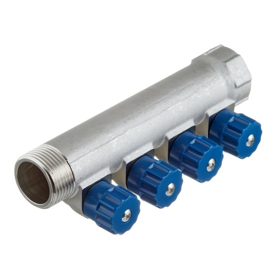 Коллектор Valtec 1 ВР(г) х 4 выхода 1/2 НР(ш) х 1 НР(ш) регулируемый (VTc.560.N.0604)