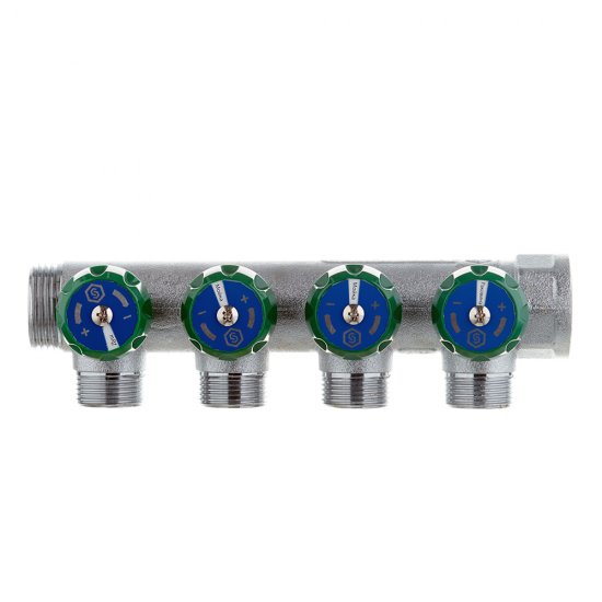 Коллектор Stout 1 ВР(г) х 4 выхода 3/4(ЕК) х 1 НР(ш) регулирующий (SMB-6850-013404)