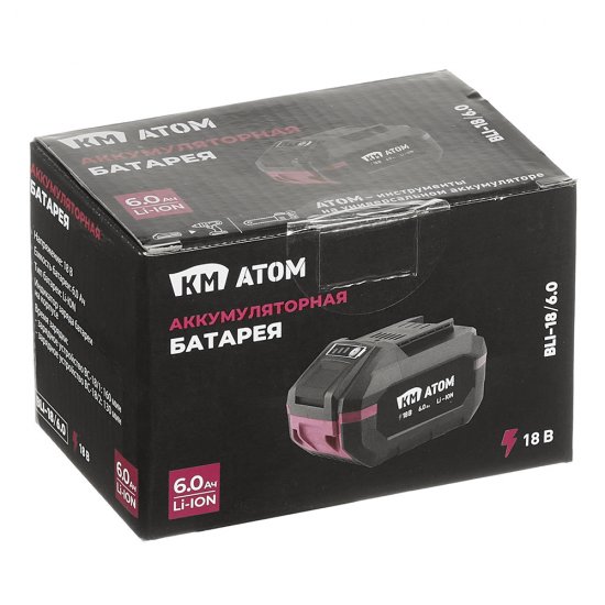 Аккумулятор КМ АТОМ 18 В 6Ач Li-Ion (BLI-18/6.0)