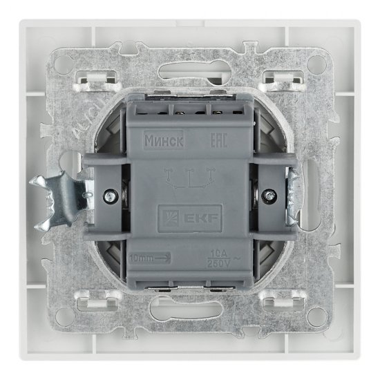 Выключатель EKF Минск одноклавишный встраиваемый белый с подсветкой (ERV10-121-10)