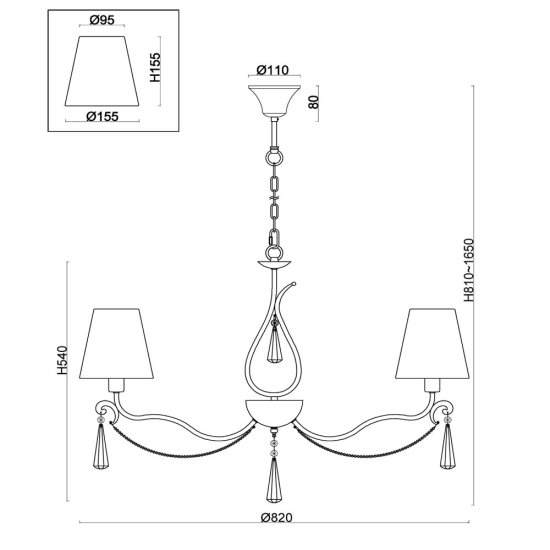 Люстра подвесная Freya Madeline E14 280 Вт 18,66 кв.м (FR2019PL-07BS)