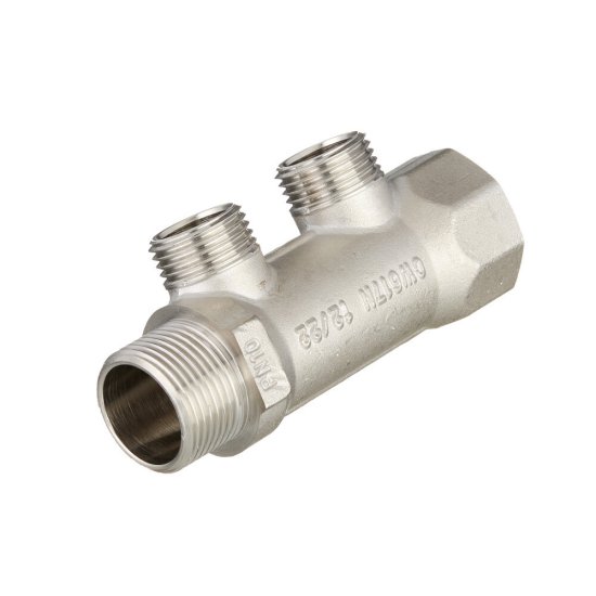 Коллектор Valtec 3/4 ВР(г) х 2 выхода 1/2 НР(ш) х 3/4 НР(ш) (VTc.500.N.0502)