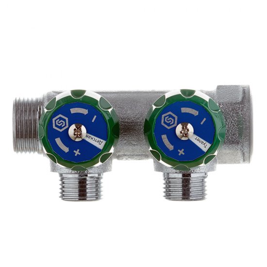 Коллектор Stout 3/4 ВР(г) х 2 выхода 1/2 НР(ш) х 3/4 НР(ш) регулирующий (SMB-6850-341202)