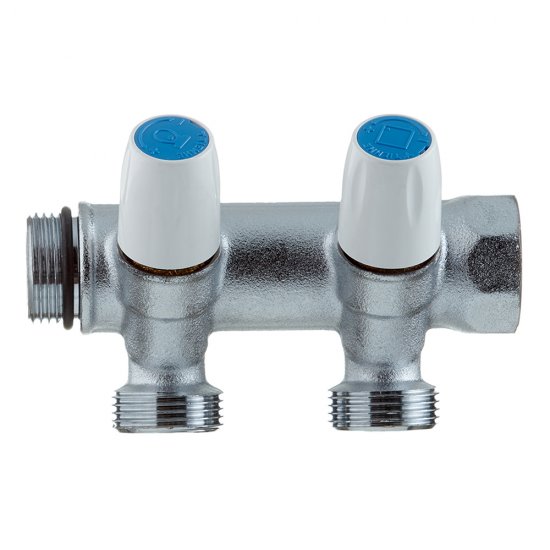 Коллектор Tiemme 3/4 ВР(г) х 2 выхода 3/4 НР(ш) ЕК х 3/4 НР(ш) регулируемый (1860026/1877K50050502)