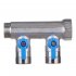 Коллектор Henco 3/4 ВР(г) х 2 выхода 3/4 НР(ш) ЕК х 3/4 НР(ш) с шаровыми кранами (VB050502-BLAUW)