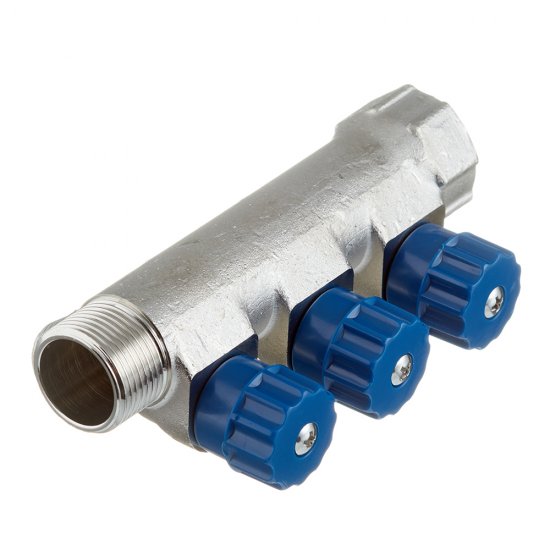 Коллектор Valtec 3/4 ВР(г) х 3 выхода 1/2 НР(ш) х 3/4 НР(ш) регулируемый (VTc.560.N.0503)