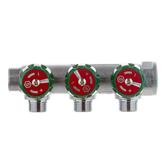 Коллектор Stout 3/4 ВР(г) х 3 выхода 1/2 НР(ш) х 3/4 НР(ш) регулирующий (SMB-6850-341203)