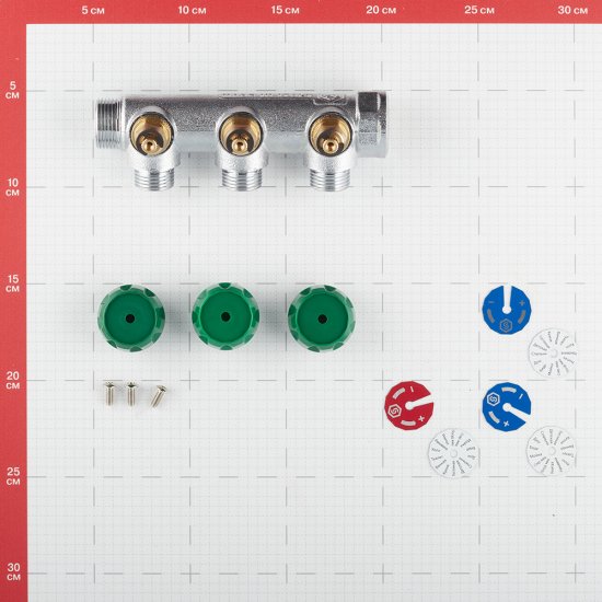 Коллектор Stout 3/4 ВР(г) х 3 выхода 1/2 НР(ш) х 3/4 НР(ш) регулирующий (SMB-6850-341203)