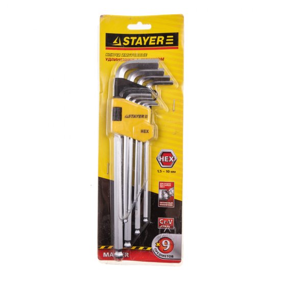 Набор шестигранных ключей Stayer Master 1,5-10 мм (2741-H9-2) (9 шт.)