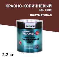 Грунт-эмаль по ржавчине 3в1 Экодом красно-коричневая RAL 3009 полуматовая 2,2 кг