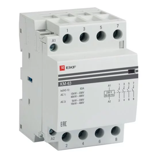 Контактор модульный EKF PROxima (km-3-63-40) 230-400 В 63 А тип AC 4Р