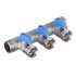 Коллектор Henco 3/4 ВР(г) х 3 выхода 3/4 НР(ш) ЕК х 3/4 НР(ш) с шаровыми кранами (VB050503-BLAUW)