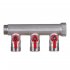 Коллектор Henco 3/4 ВР(г) х 3 выхода 3/4 НР(ш) ЕК х 3/4 НР(ш) с шаровыми кранами (VB050503-ROOD)