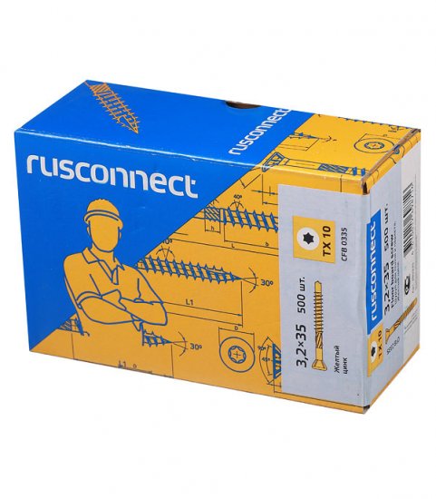 Саморезы для массивной доски 35x3,2 мм желтые (500 шт.)