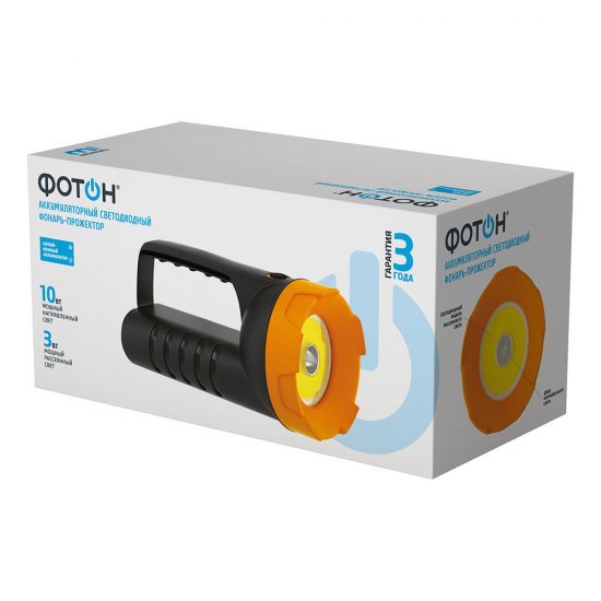 Фонарь прожектор Фотон PB-6000 светодиодный 1 LED 10 Вт аккумуляторный Li-Ion 4000 мАч пластик 3 режима (24287)
