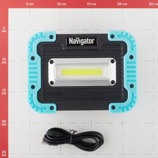 Фонарь прожектор Navigator NPT светодиодный 1 LED 10 Вт аккумуляторный Li-Ion 3000 мАч пластик 3 режима (14268)