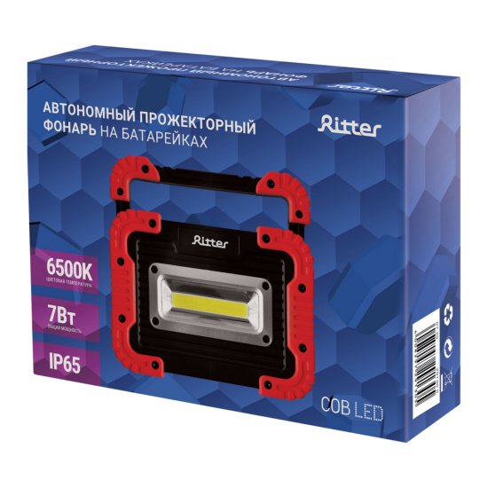Фонарь прожектор Ritter светодиодный 1 LED 7 Вт на батарейках AA пластик (29130 5)