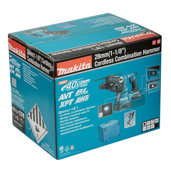 Перфоратор аккумуляторный Makita 40 В 2,8 Дж 2х4Ач Li-Ion SDS-plus 2 АКБ и ЗУ (HR001GM201)