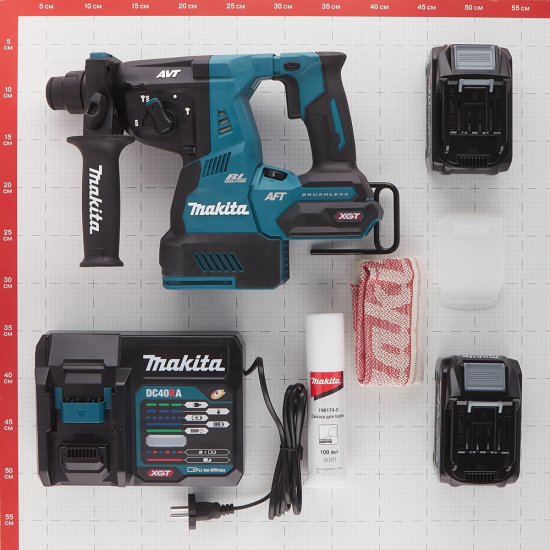 Перфоратор аккумуляторный Makita 40 В 2,8 Дж 2х4Ач Li-Ion SDS-plus 2 АКБ и ЗУ (HR001GM201)