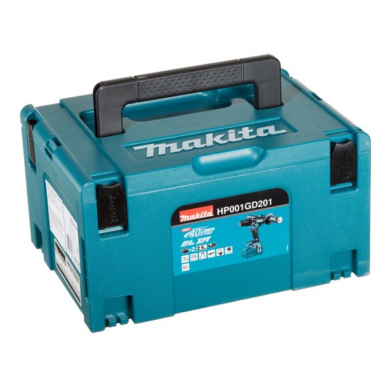 Дрель-шуруповерт ударная аккумуляторная бесщеточная Makita XGT 40 В 2,5 Ач Li-Ion 2 АКБ и ЗУ (HP001GD201)