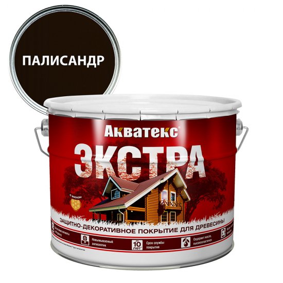 Антисептик Акватекс Экстра декоративный для дерева палисандр 9 л