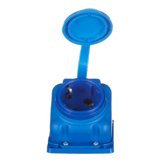 Розетка штепсельная Svet одинарная с заземлением IP44 угловая синяя