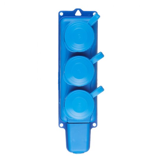 Розетка штепсельная Svet тройная с заземлением IP44 настенная синяя