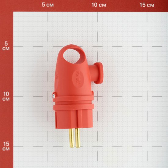 Вилка штепсельная Svet с заземлением IP44 угловая красная