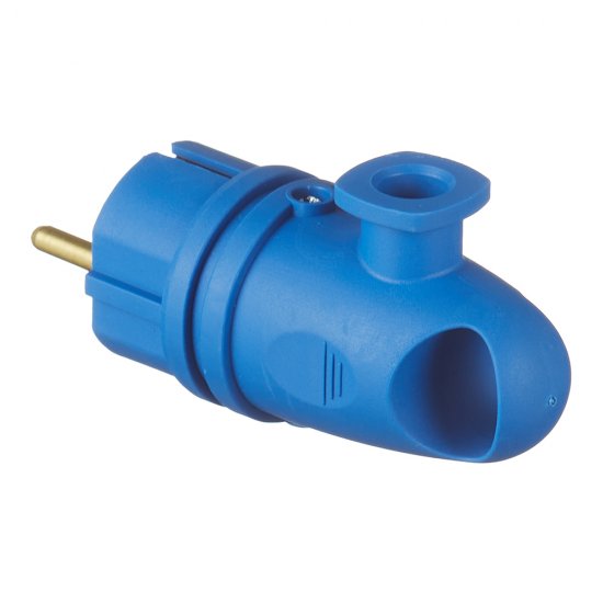 Вилка штепсельная Svet с заземлением IP44 угловая синяя